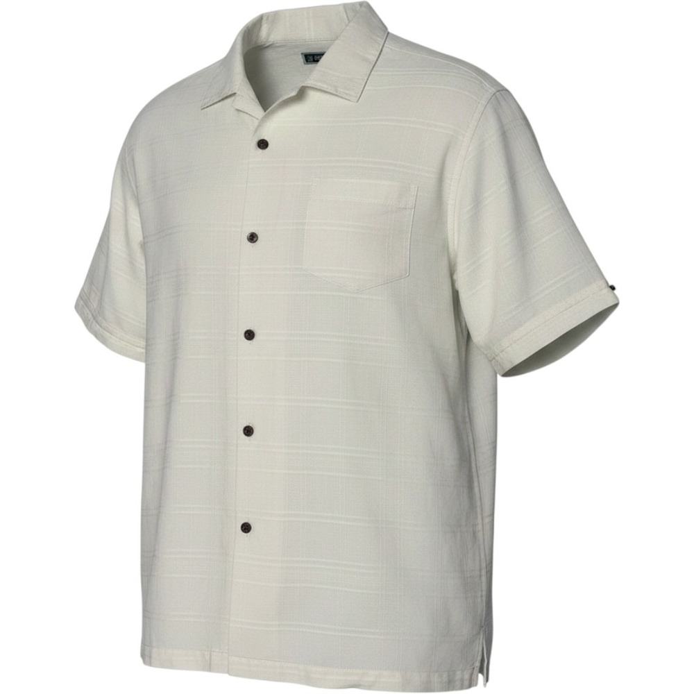Cubavera Button Down Shirt XXL White Short‎ Sleeve Tonal Grid Relaxed